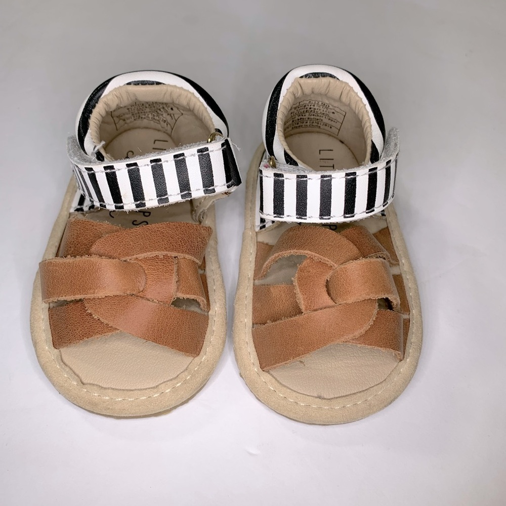 Little Bipsy Baylor Sandals - Camel & Black Stripe